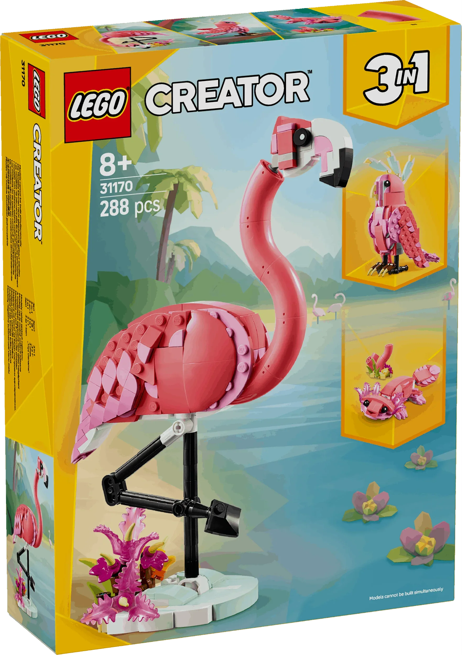 Curious Minds Toys & Games > Toys > Construction Toys > Interlocking Blocks > LEGO > LEGO Creator Lego Creator 3 in 1 31170 Wild Animals: Pink Flamingo for Ages 8 & Up