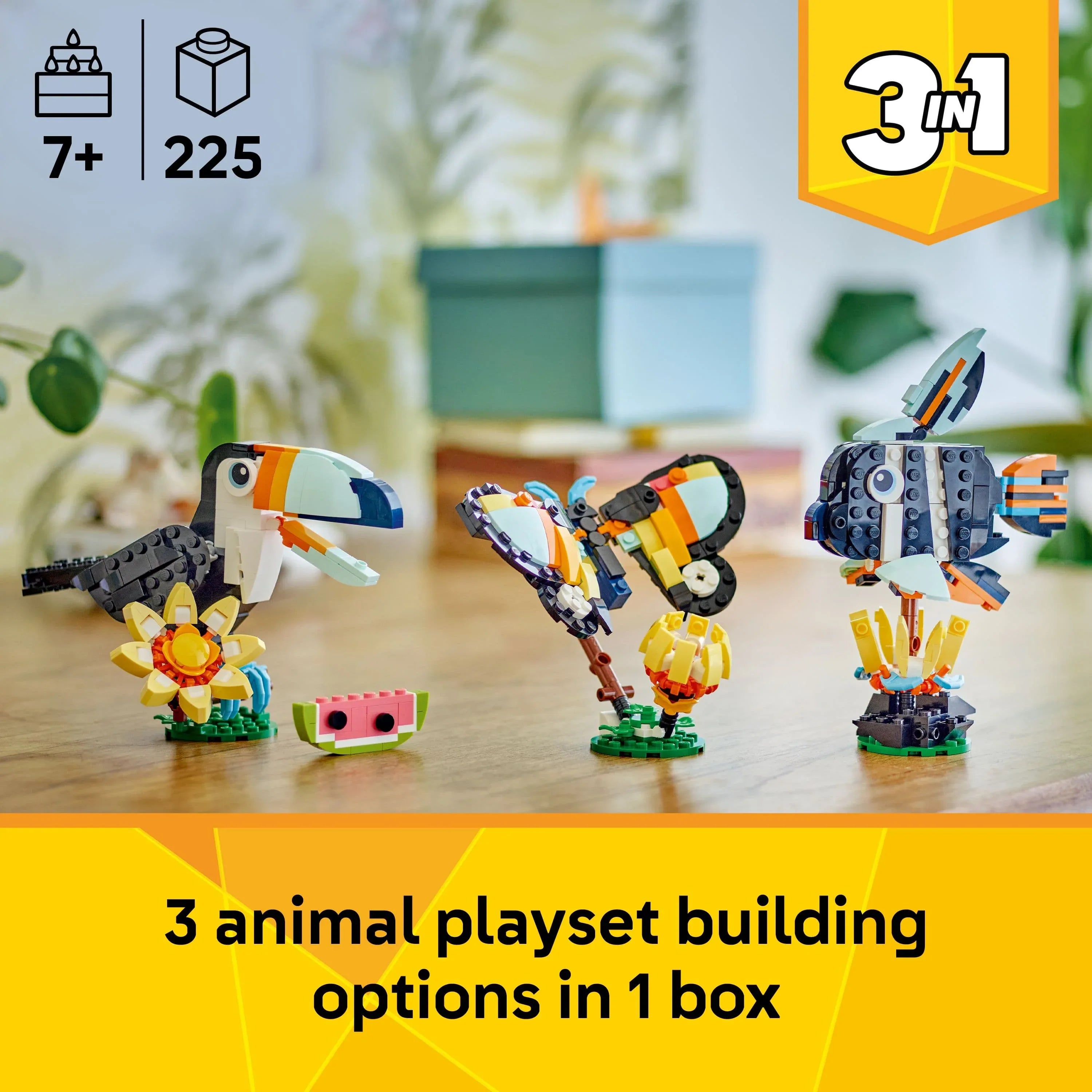 Curious Minds Toys & Games > Toys > Construction Toys > Interlocking Blocks > LEGO > LEGO Creator Lego Creator 3 in 1 31173 Wild Animals: Tropical Toucan for Age 7 & Up
