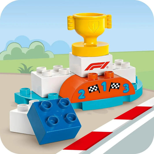 Curious Minds Toys & Games > Toys > Construction Toys > Interlocking Blocks > LEGO > LEGO Duplo Lego Duplo 10445 F1 Team Race Cars & Drivers for Toddlers Ages 2 & Up