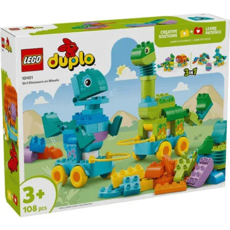 Curious Minds Toys & Games > Toys > Construction Toys > Interlocking Blocks > LEGO > LEGO Duplo Lego Duplo Town 10451 3 in 1 Dinosaurs on Wheels Set for Ages 3 and Up