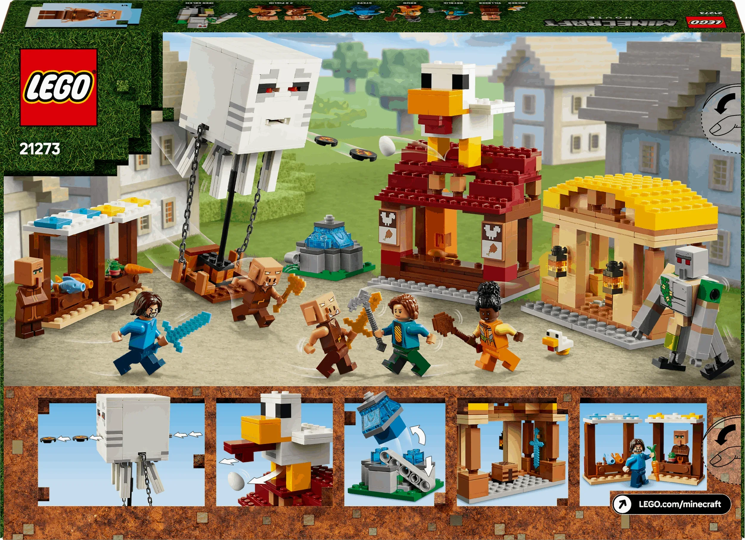 Curious Minds Toys & Games > Toys > Construction Toys > Interlocking Blocks > LEGO > LEGO Minecraft Lego Minecraft Movie 21273 The Ghast Balloon Village Attack Ages 10+
