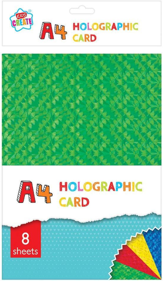 Arts & Crafts > Paper & Craft Materials > Paper > Card Paper Children's Pack of 8 Colourful A4 Holographic Craft Card Sheets 5013922052915