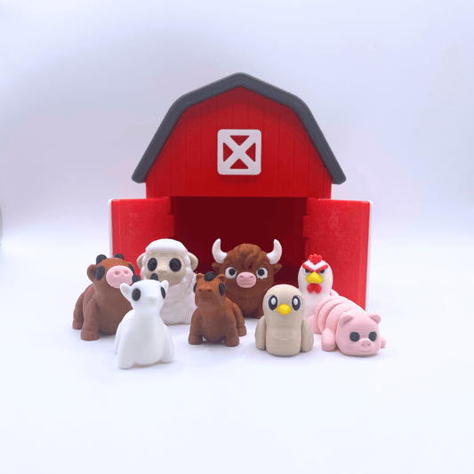 Dans Fidget Foundry Figurine 8 Animals and Barn Farm Animals Collection
