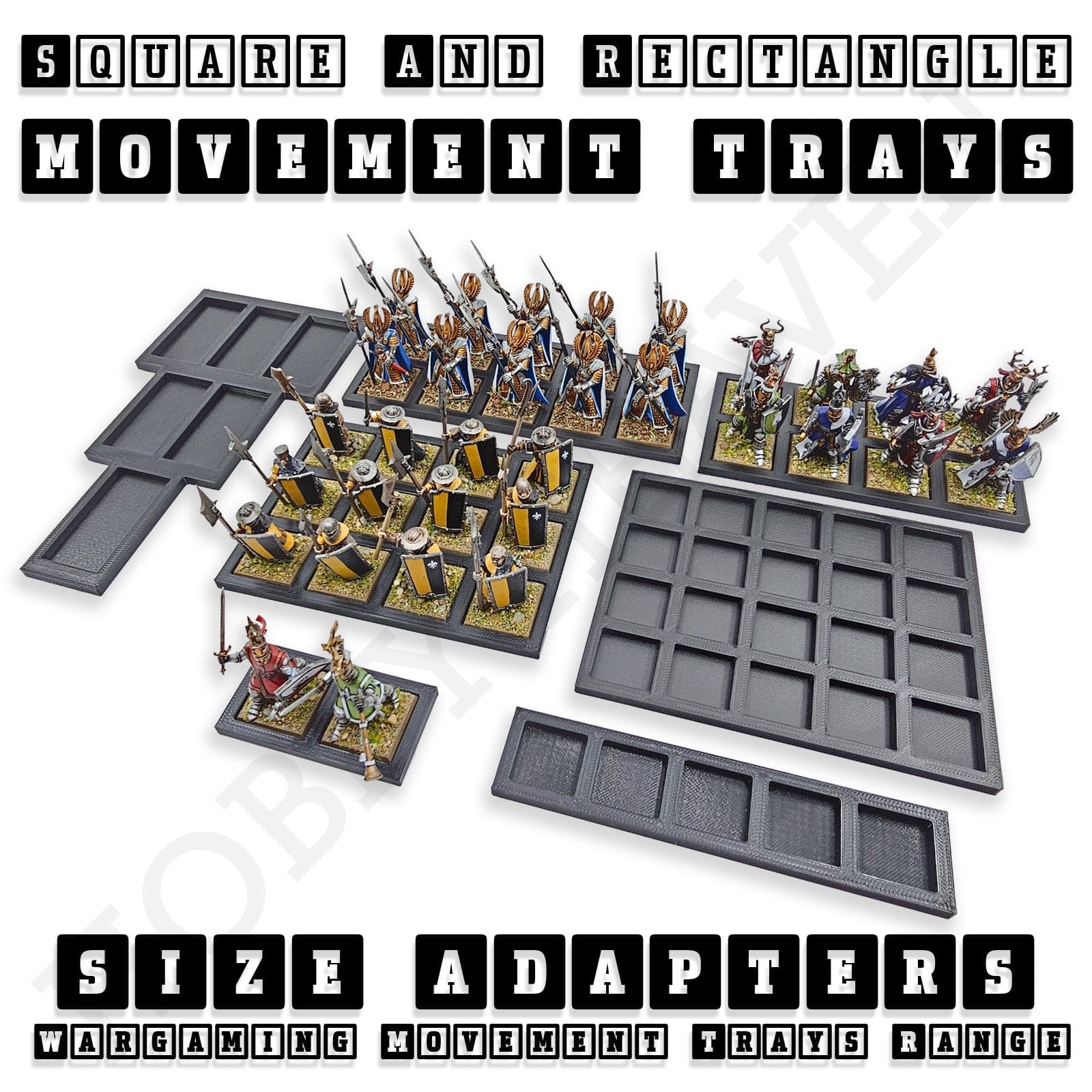 Movement Tray Square and Rectangle Movement Trays Adapters for Tabletop Games