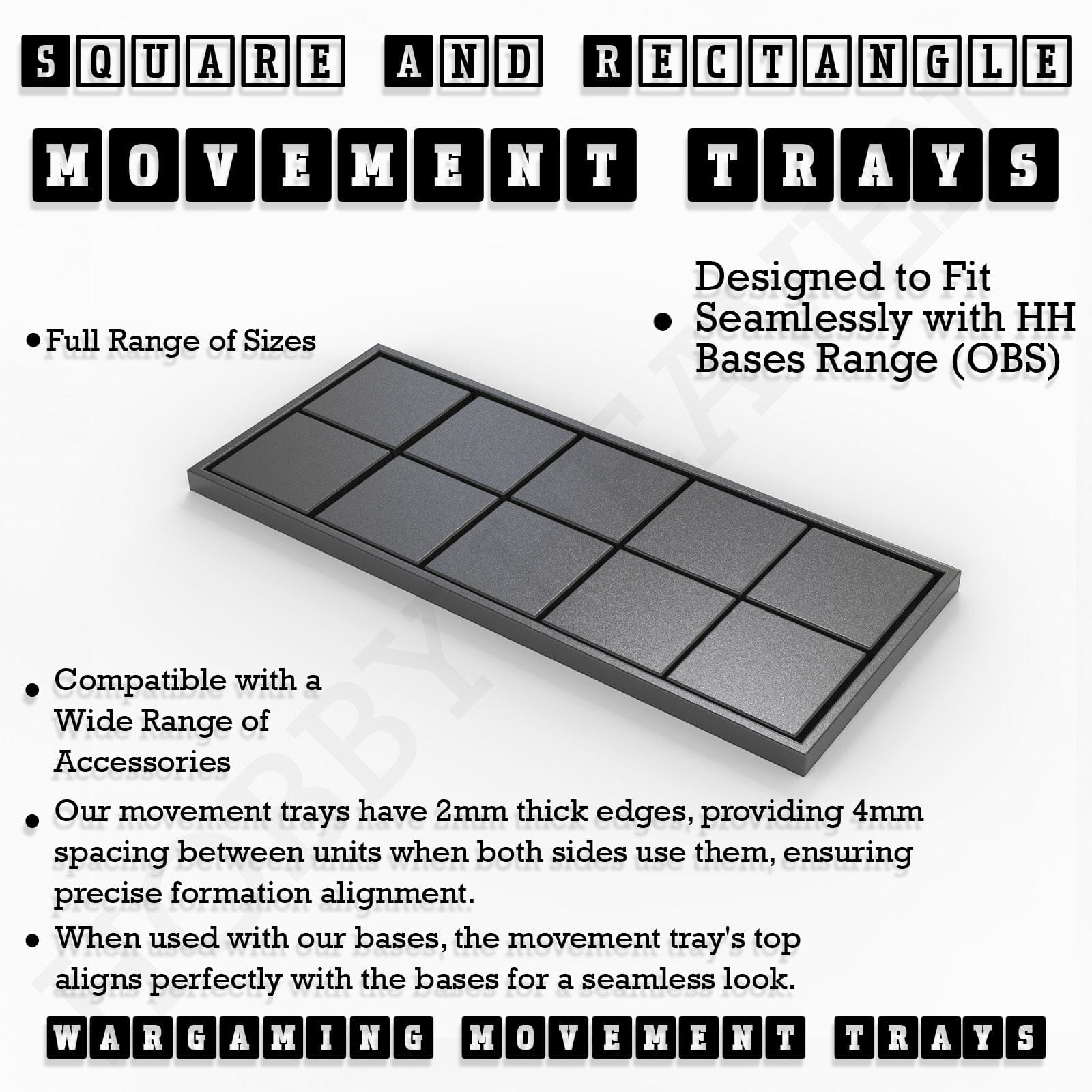 Movement Tray Rectangle Movement Trays | Cavalry & Monsters | 50×25-100×60mm | OBS System