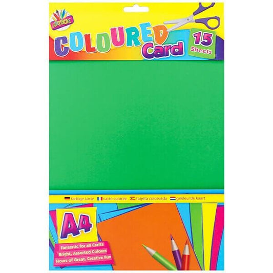 Arts & Crafts > Paper & Craft Materials > Paper > Card Paper Children's Pack of 15 A4 Assorted Colour Craft Card Sheets 5052089297463