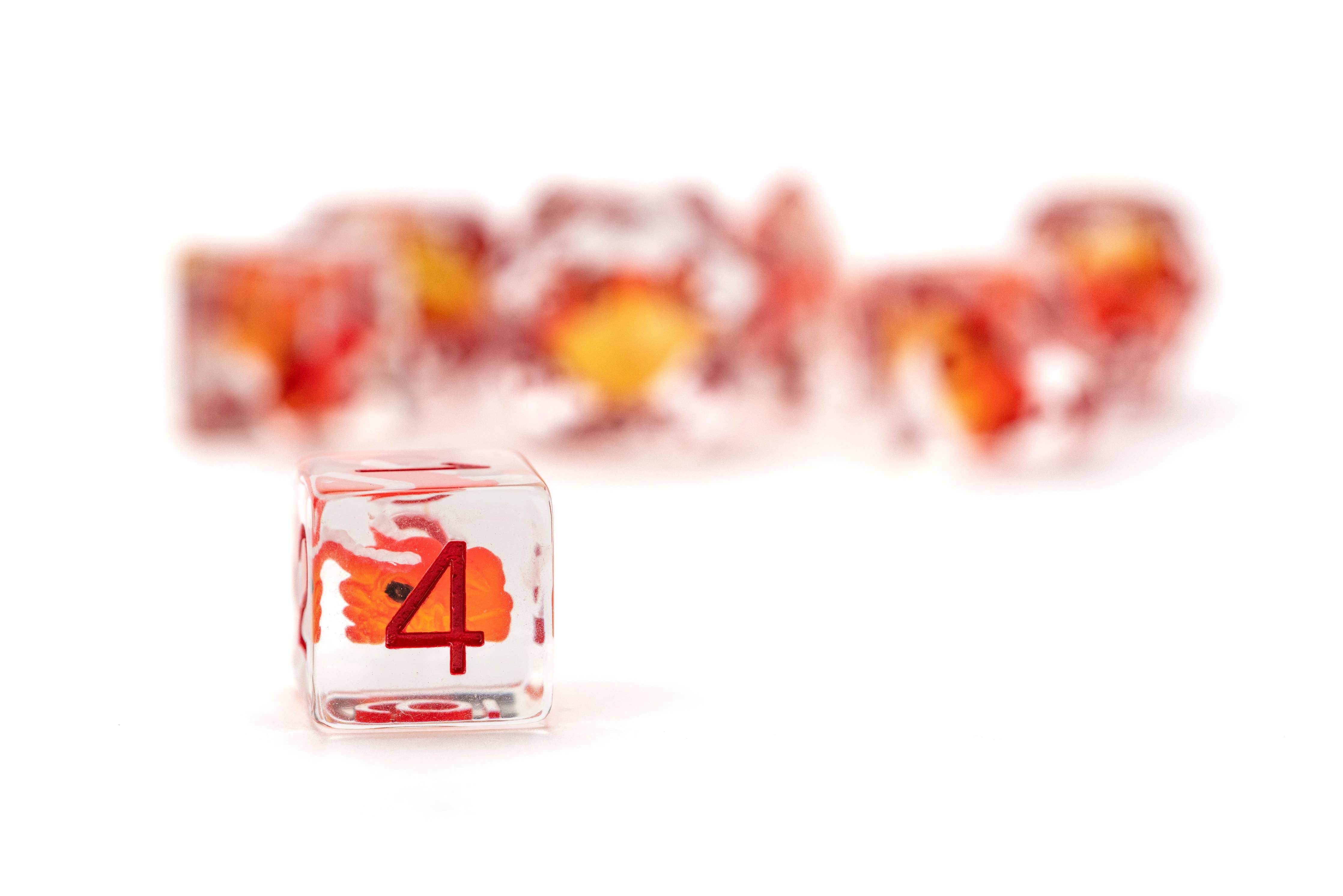FanRoll by Metallic Dice Games Dice Dragon Storm Inclusion Resin Dice Set: Red Dragon