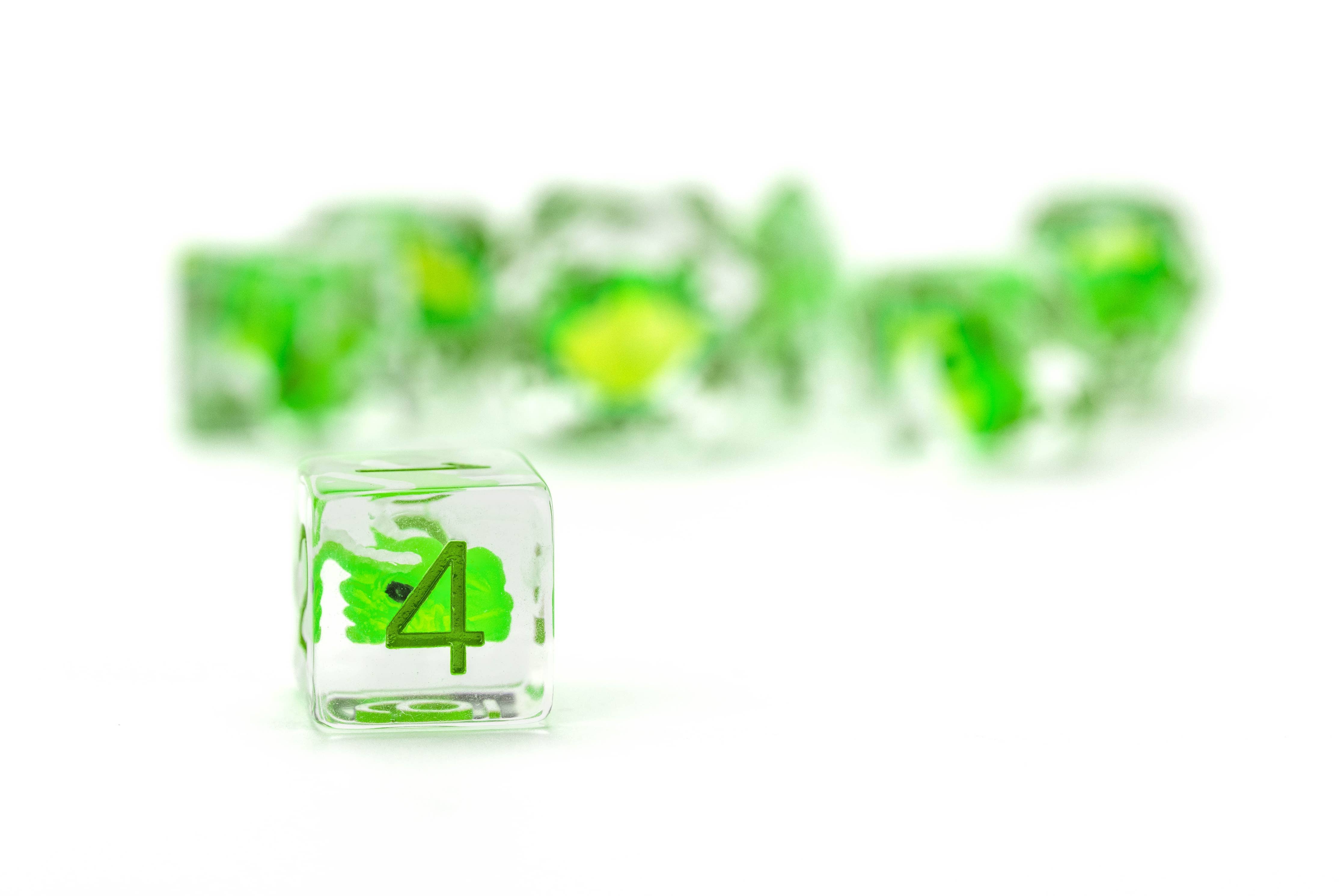 FanRoll by Metallic Dice Games Dragon Storm Inclusion Resin Dice Set: Green Dragon