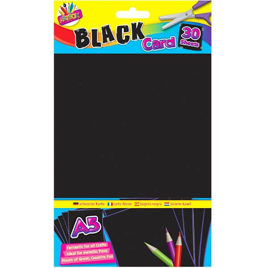 Arts & Crafts > Paper & Craft Materials > Paper > Card Paper Children's Pack of 30 A5 Black Craft Card Sheets for Crafting 5056709015536