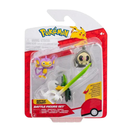 GameOn.games Action & Toy Figures Pokémon Battle Figure 3 Pack - 2-Inch Aipom, Duskull & 3-Inch Sirfetch'd