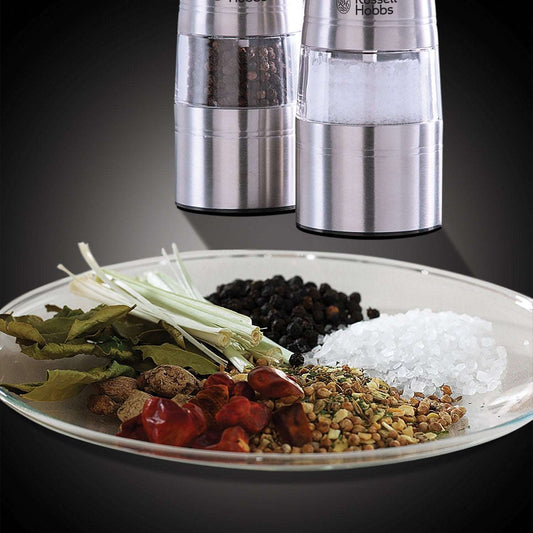 GameRaid Russell Hobbs Electric Salt and Pepper Mill Set, Adjustable Mill - Brushed Steel 23460-56