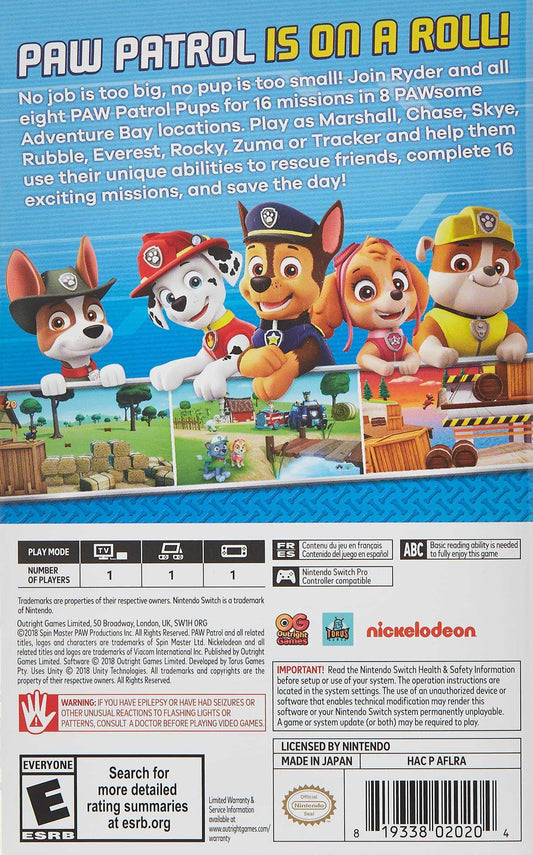 GameRaid Video Game Paw Patrol Nintendo Switch