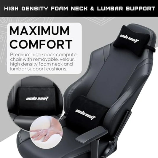 Jolof Store Desk Chairs Anda Seat Luna Large Gaming Chair for Adults - Ergonomic Reclining Video Game Chairs, PVC Leather Computer Home Office Chair, Heavy Duty Neck & Back Lumbar Support - Black Folding Recliner Seat