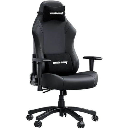 Jolof Store Desk Chairs Anda Seat Luna Large Gaming Chair for Adults - Ergonomic Reclining Video Game Chairs, PVC Leather Computer Home Office Chair, Heavy Duty Neck & Back Lumbar Support - Black Folding Recliner Seat