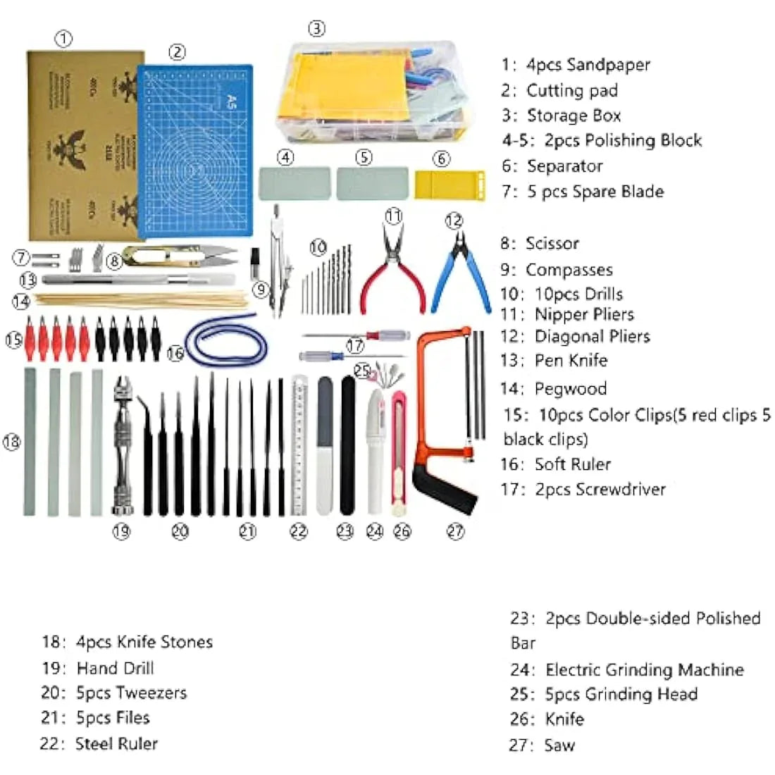 Jolof Store Model Building Tools WMYCONGCONG 62 PCS Gundam Model Tools Kit Modeler Basic Tools Hobby Building Tools Kit for Buildings Cars Airplanes Model Assemble Building Repairing and Fixing
