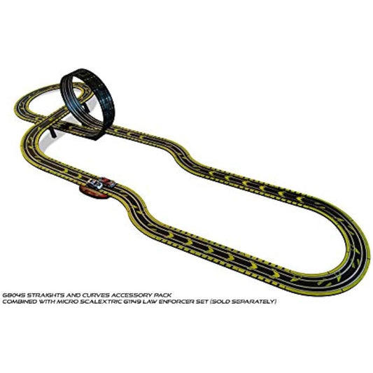 Jolof Store Race Tracks Micro Scalextric Track Extension Pack - Straights and Curves - Extend Your Layout by 148cm, Includes 6x 150mm Straights & 4x 45 Degree Curves, Micro Scalextric Accessories