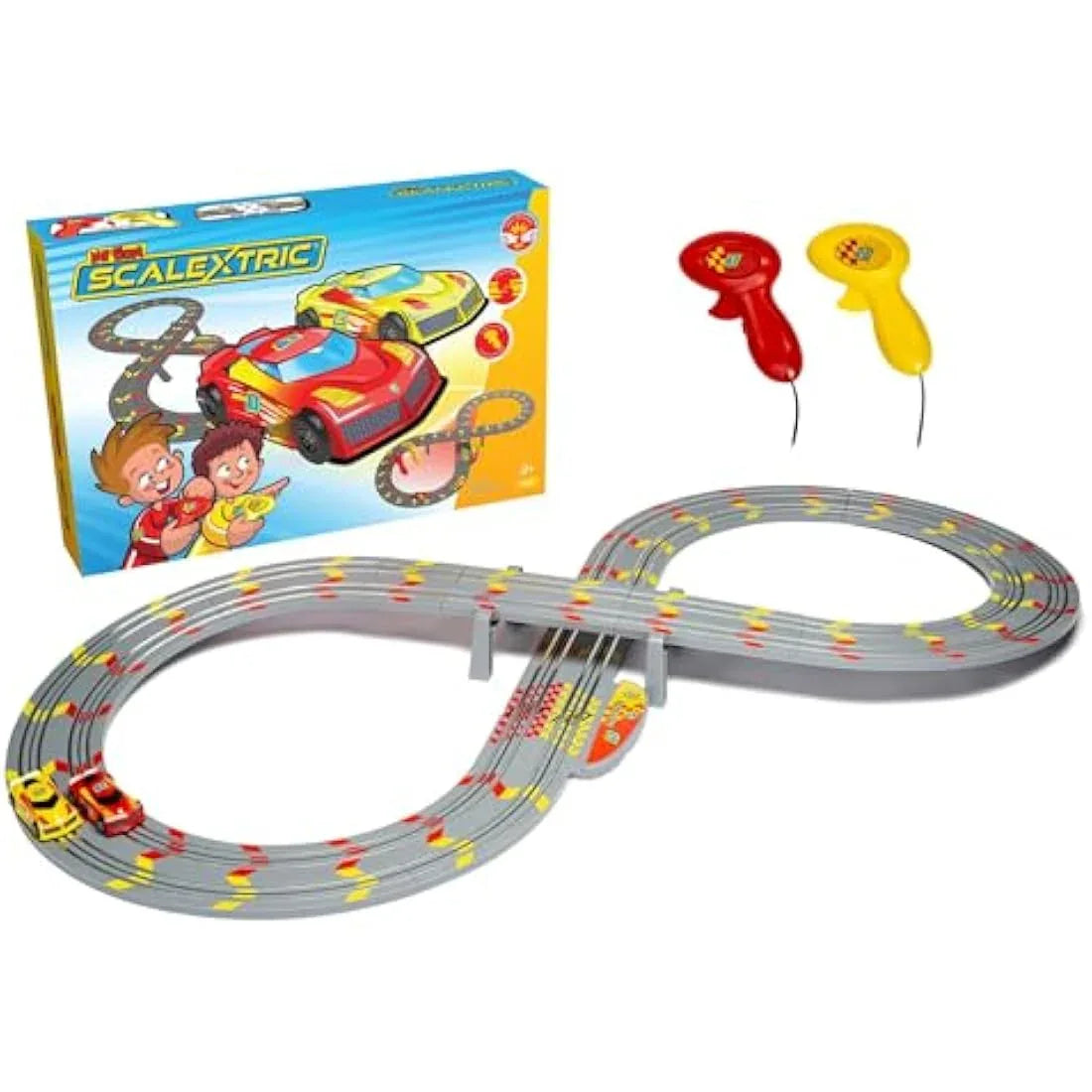 Jolof Store Race Tracks My First Scalextric Racing Track Sets for Kids Ages 3+ - Mains Powered Micro Race Car Set, Toy Cars Race Tracks for Boys. Incl. 1x Speed Track, 2x Racing Cars, 2x Controllers - Kids Toys Gifts