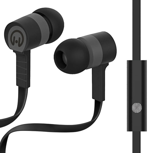 JupiterGear Home Black/ Grey HyperGear Low Ryder Earphones with Mic 3.5mm