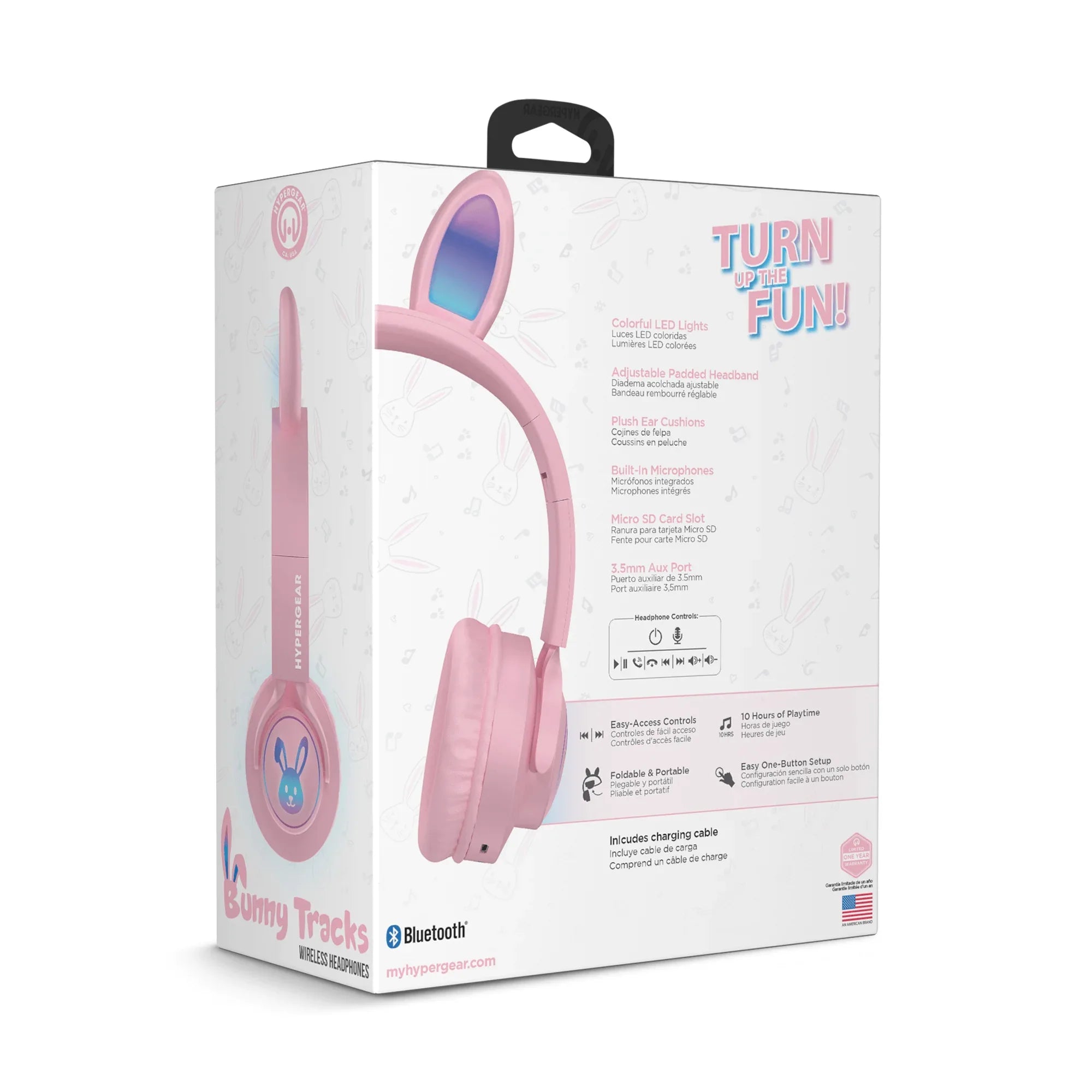 JupiterGear Home HyperGear Bunny Tracks Wireless Light-Up Headphones