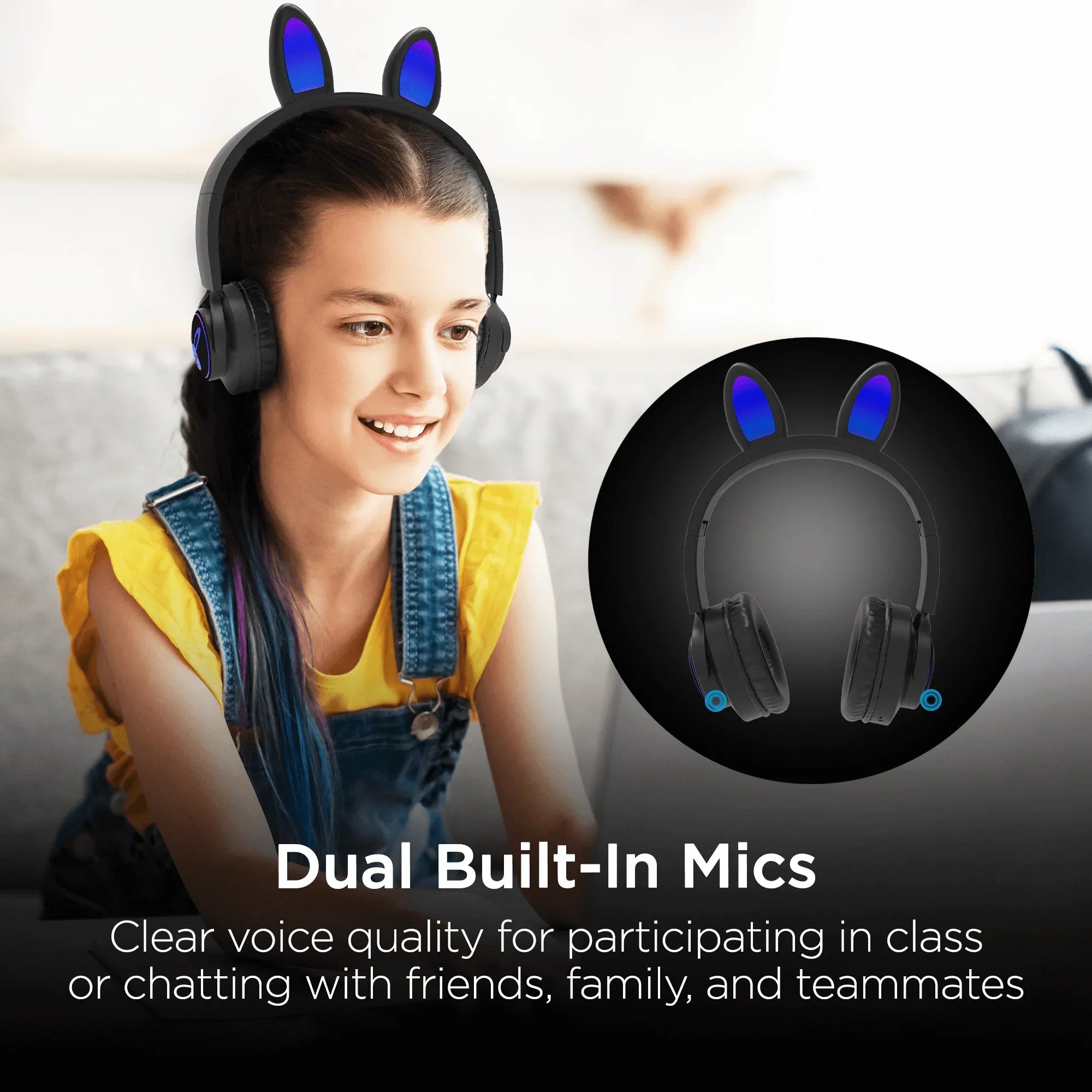 JupiterGear Home HyperGear Bunny Tracks Wireless Light-Up Headphones