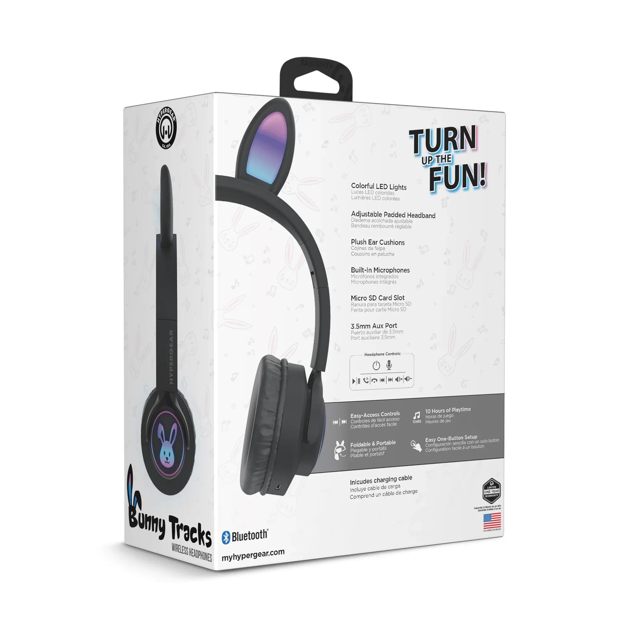 JupiterGear Home HyperGear Bunny Tracks Wireless Light-Up Headphones