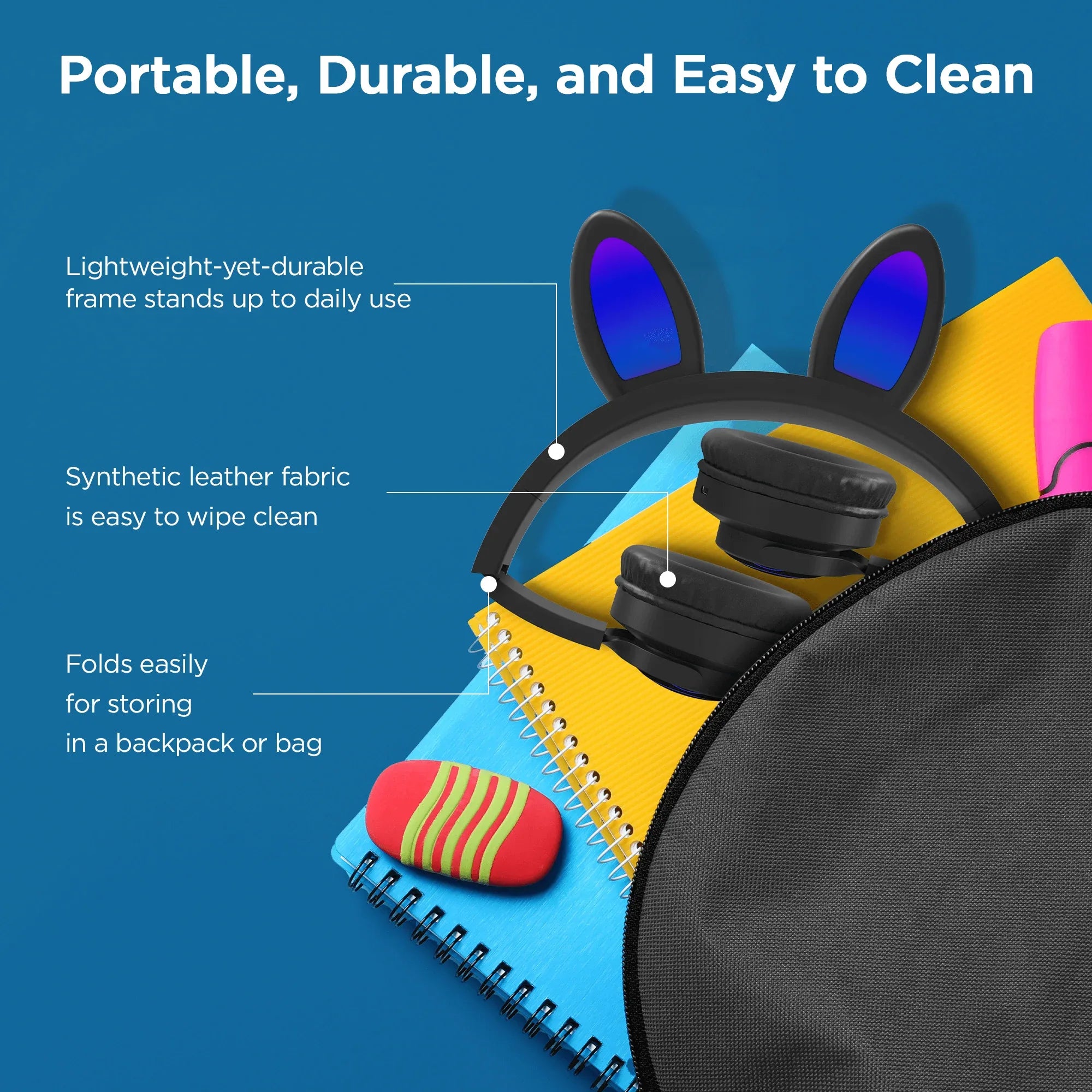 JupiterGear Home HyperGear Bunny Tracks Wireless Light-Up Headphones