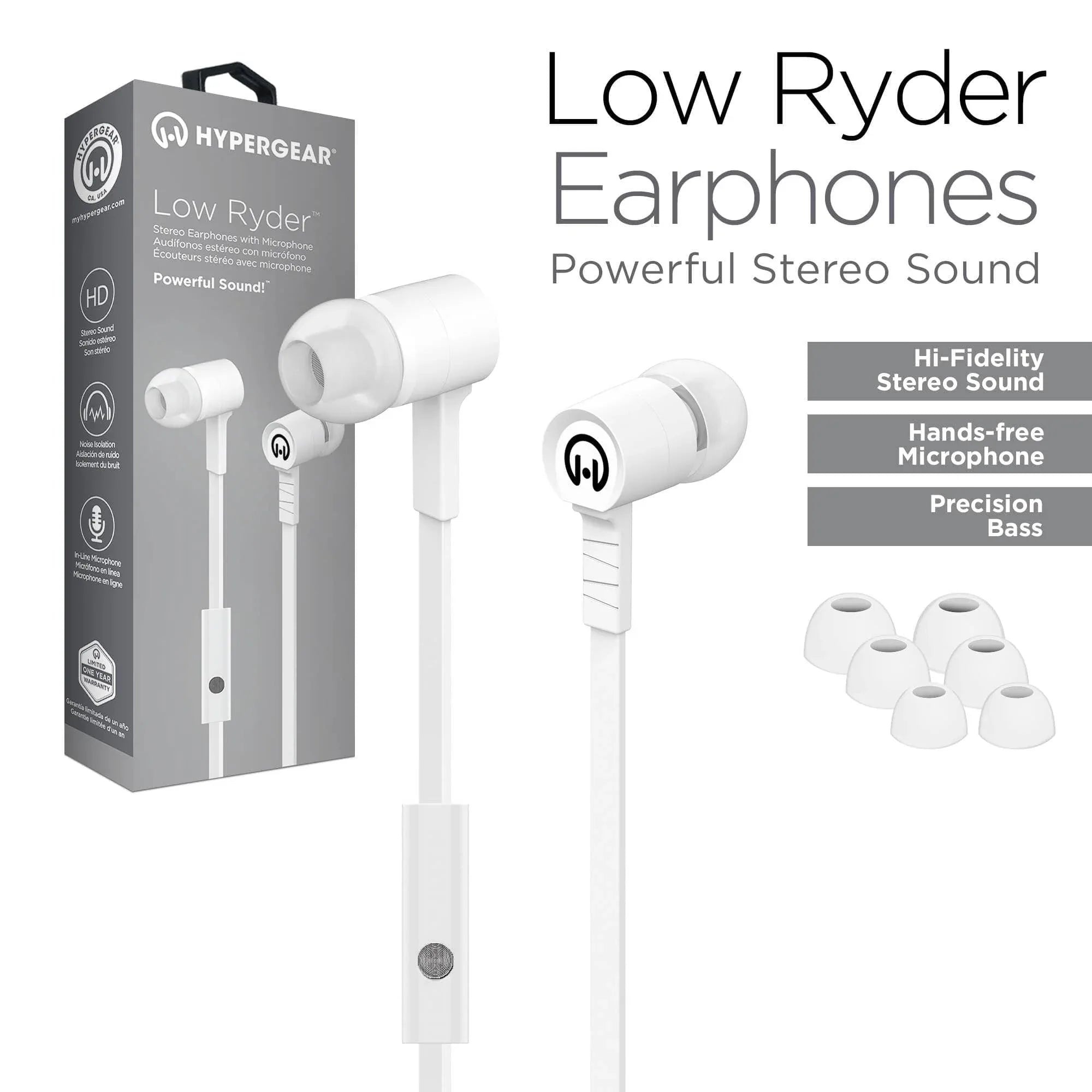 JupiterGear Home HyperGear Low Ryder Earphones with Mic 3.5mm
