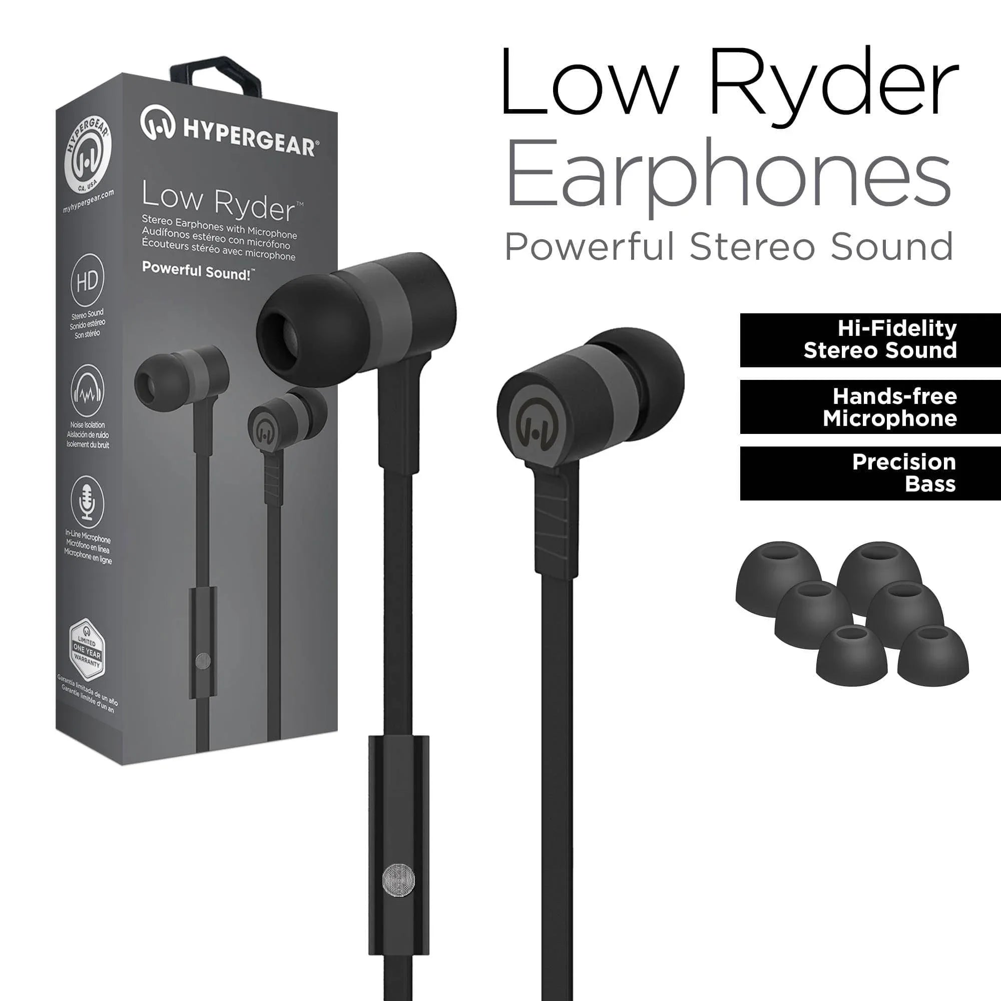 JupiterGear Home HyperGear Low Ryder Earphones with Mic 3.5mm