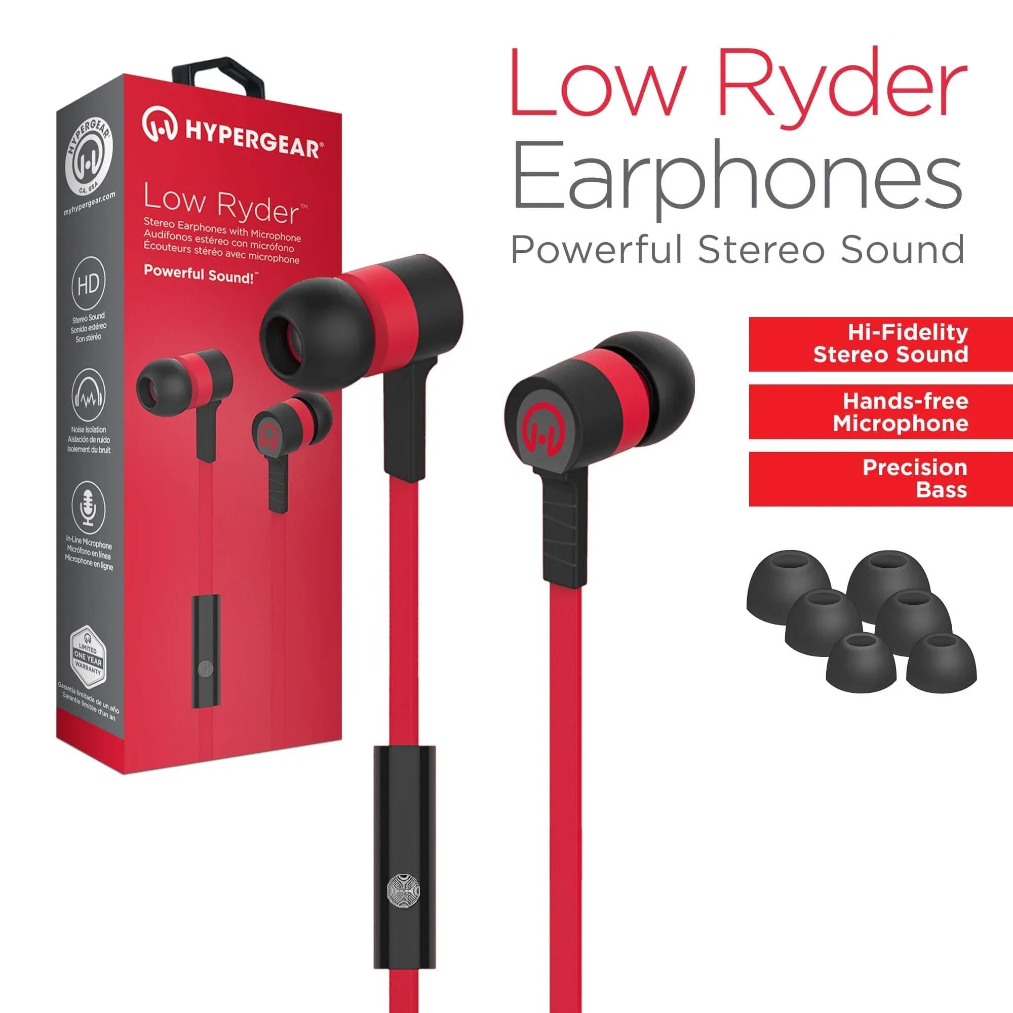 JupiterGear Home HyperGear Low Ryder Earphones with Mic 3.5mm