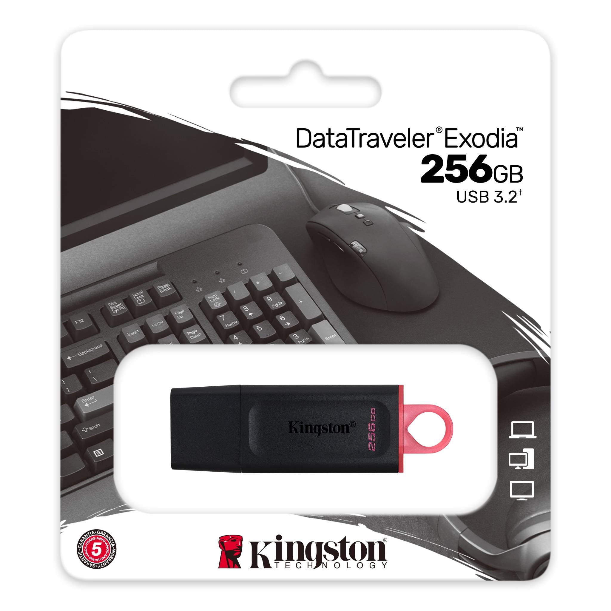 256GB Kingston DataTraveler Exodia USB 3.2 Gen 1 Memory Pen - 32GB to 256GB 740617310023
