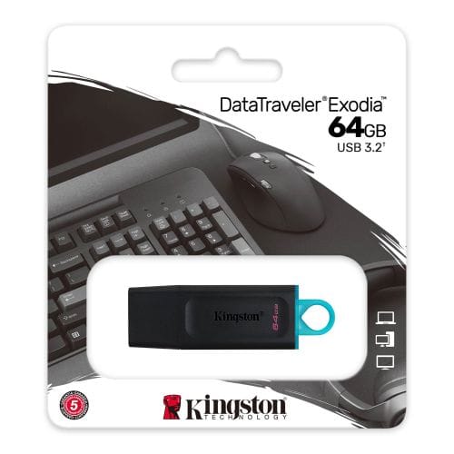 64GB Kingston DataTraveler Exodia USB 3.2 Gen 1 Memory Pen - 32GB to 256GB 740617309829