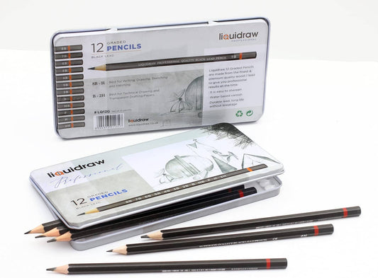 Liquidraw Liquidraw Drawing Pencils Set of 12, Graded Pencils For Artists, Sketching, Art, Sketch (8B-2H) Graphite Hard & Soft Pencil Set