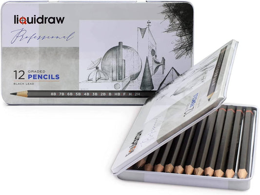 Liquidraw Liquidraw Drawing Pencils Set of 12, Graded Pencils For Artists, Sketching, Art, Sketch (8B-2H) Graphite Hard & Soft Pencil Set