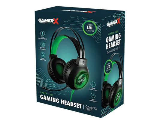 LMT-UK headset Green LED Gaming Headset - 5056283862137