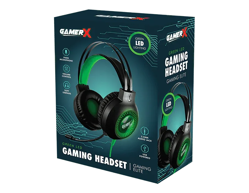 LMT-UK headset Green LED Gaming Headset - 5056283862137