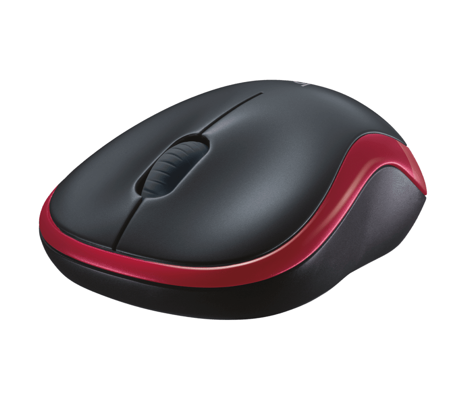 Black - Red Logitech M185 Wireless Notebook Mouse with USB Nano Receiver 097855094278