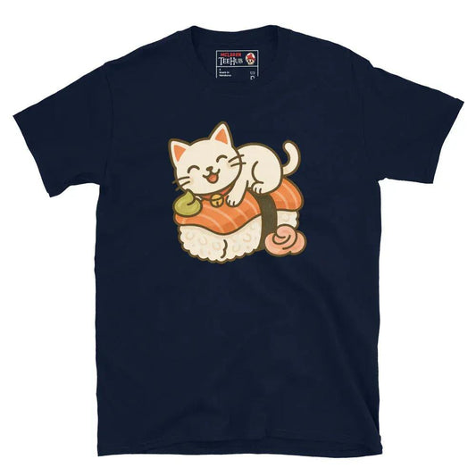 McLaren Tee Hub T-shirt Navy / S Sushi Cat T-Shirt – Kawaii Kitty on Salmon Nigiri – Cute Anime Cat Tee