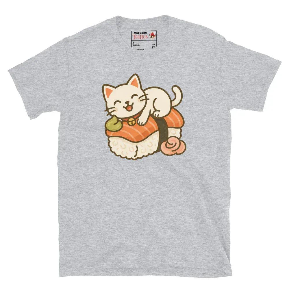 McLaren Tee Hub T-shirt Sport Grey / S Sushi Cat T-Shirt – Kawaii Kitty on Salmon Nigiri – Cute Anime Cat Tee