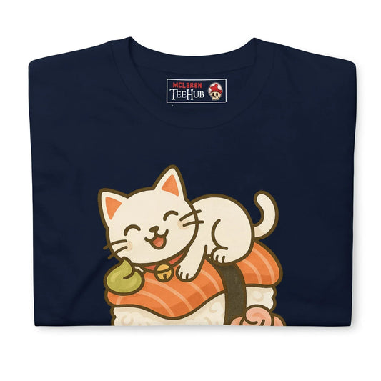 McLaren Tee Hub T-shirt Sushi Cat T-Shirt – Kawaii Kitty on Salmon Nigiri – Cute Anime Cat Tee