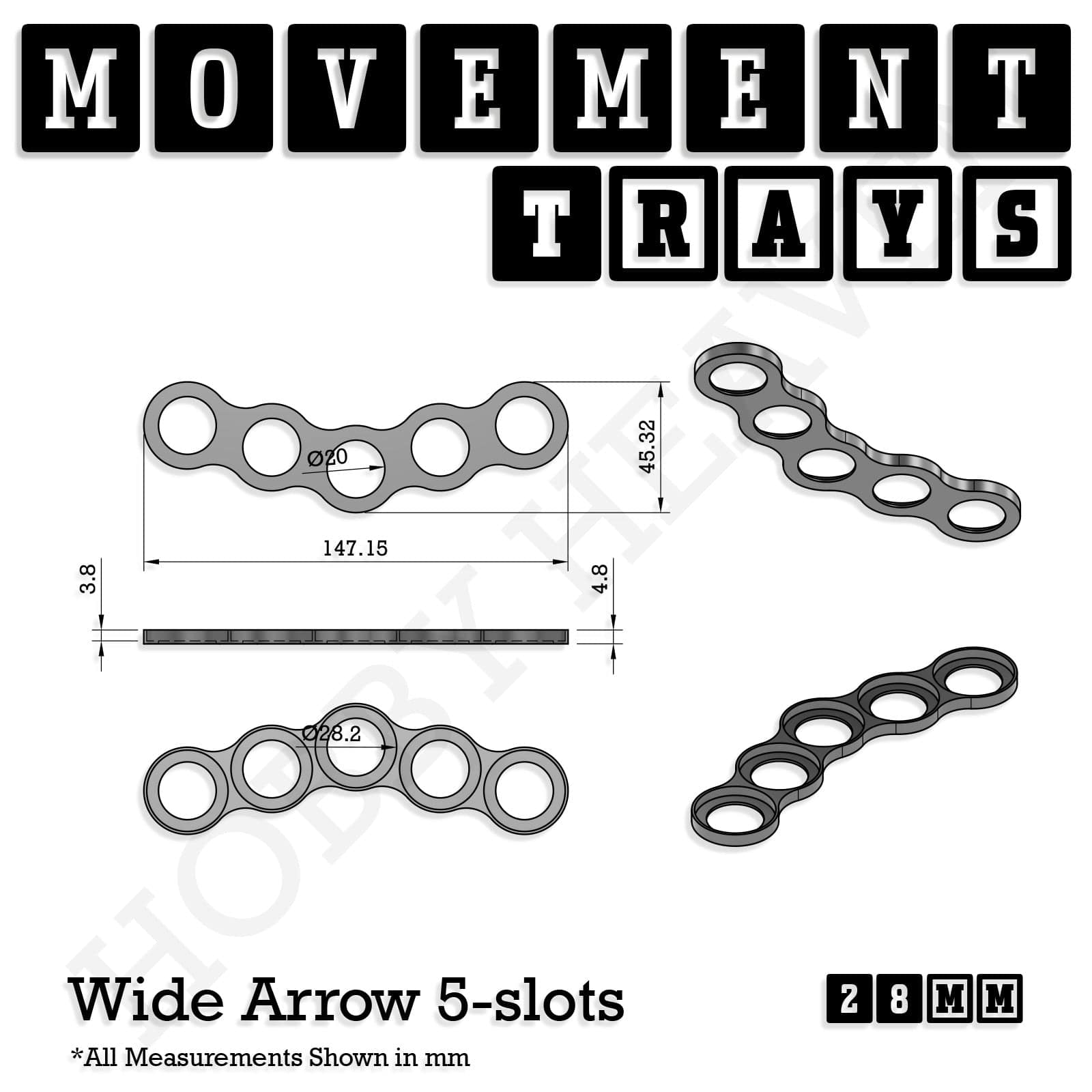 Movement Tray 28mm Movement Trays for Tabletop Games | Wargaming | Full Range