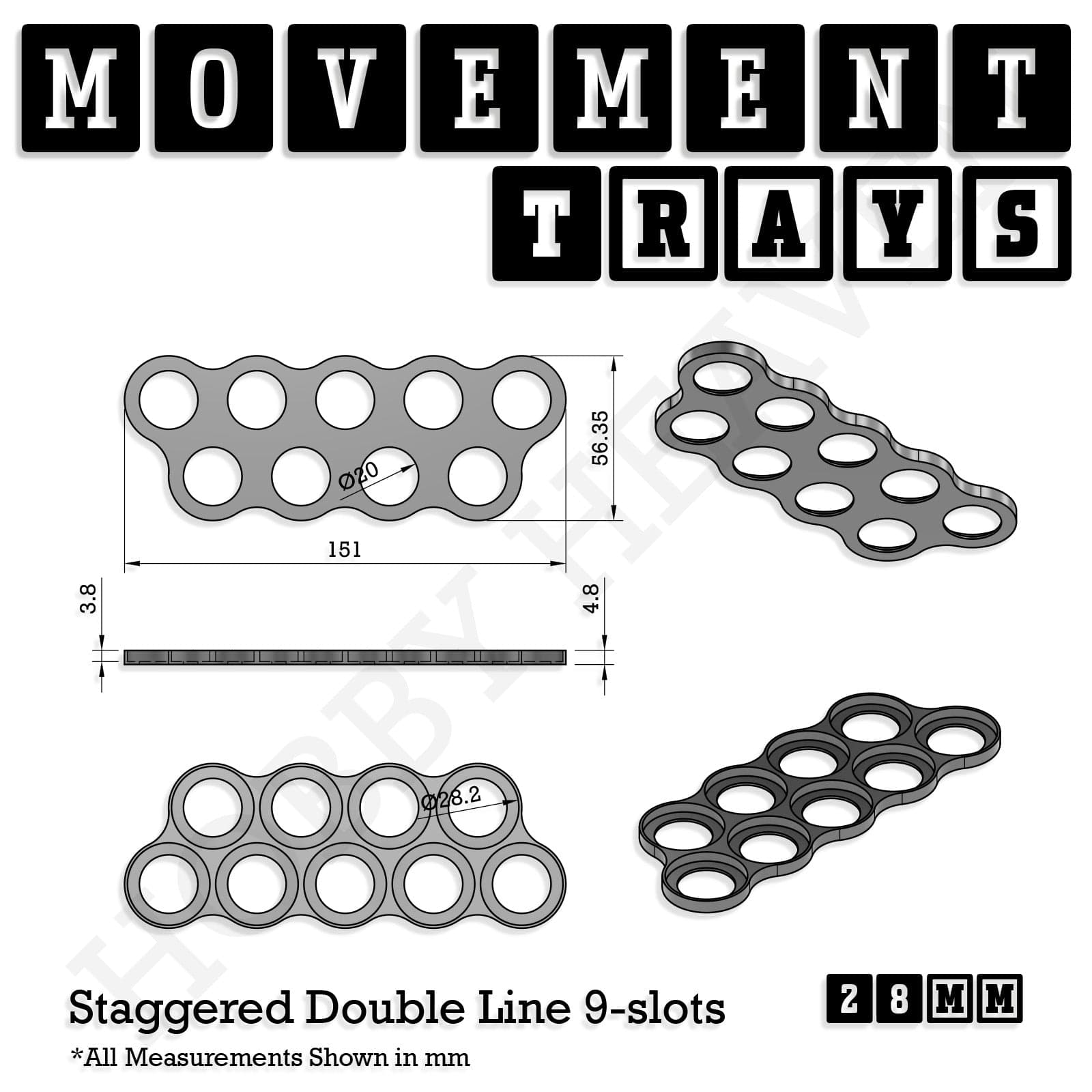 Movement Tray 28mm Movement Trays for Tabletop Games | Wargaming | Full Range