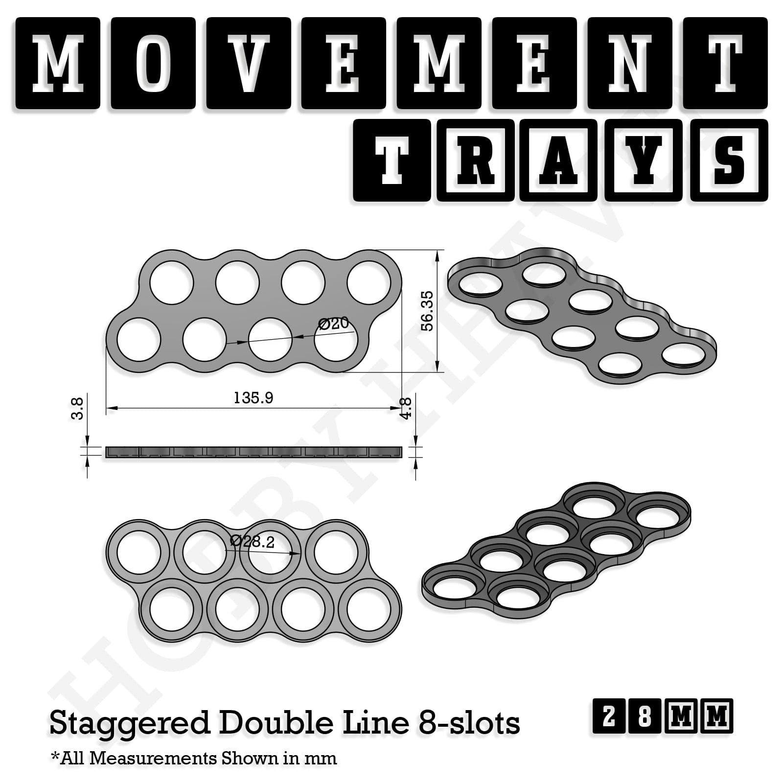 Movement Tray 28mm Movement Trays for Tabletop Games | Wargaming | Full Range