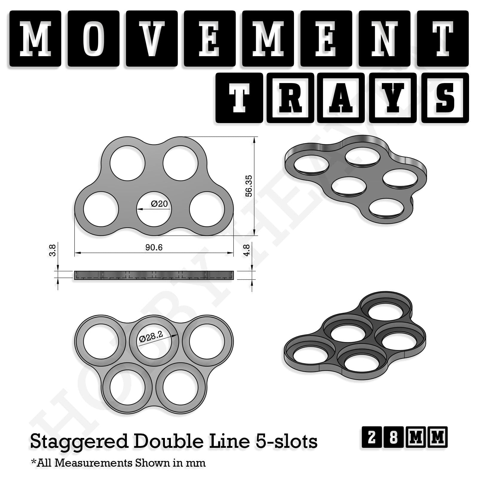 Movement Tray 28mm Movement Trays for Tabletop Games | Wargaming | Full Range