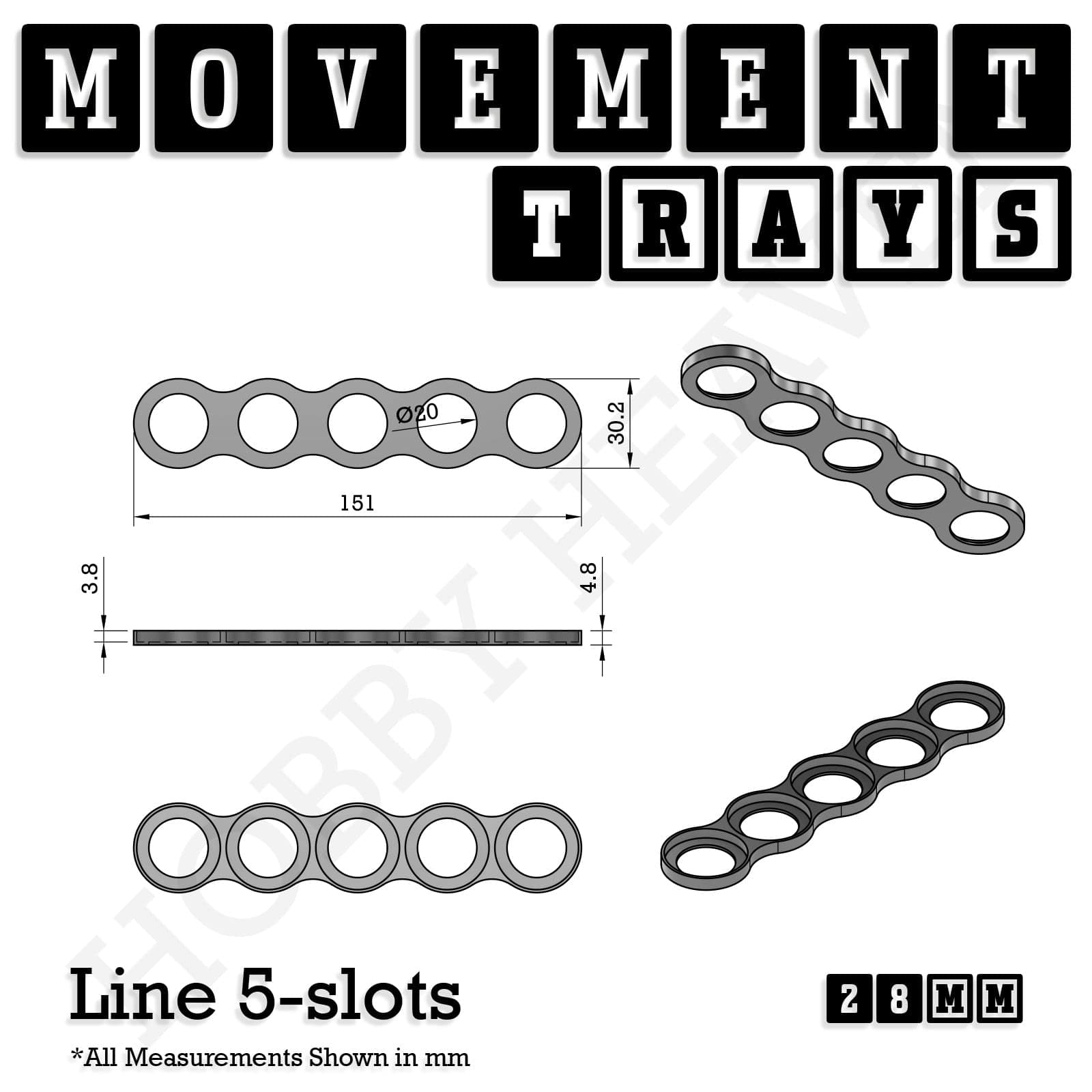 Movement Tray 28mm Movement Trays for Tabletop Games | Wargaming | Full Range