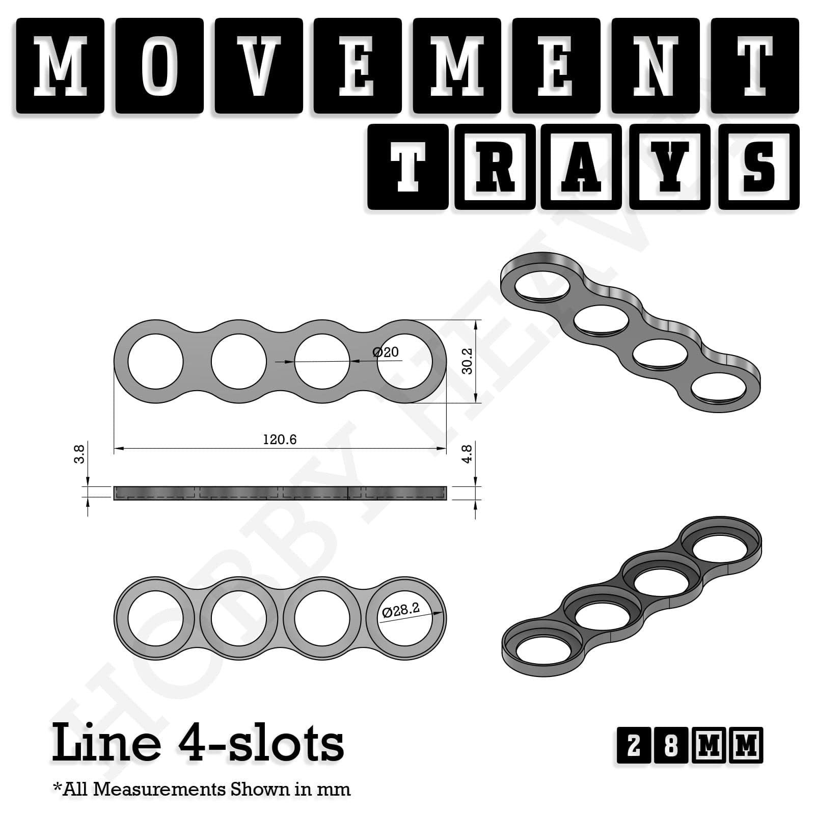 Movement Tray 28mm Movement Trays for Tabletop Games | Wargaming | Full Range