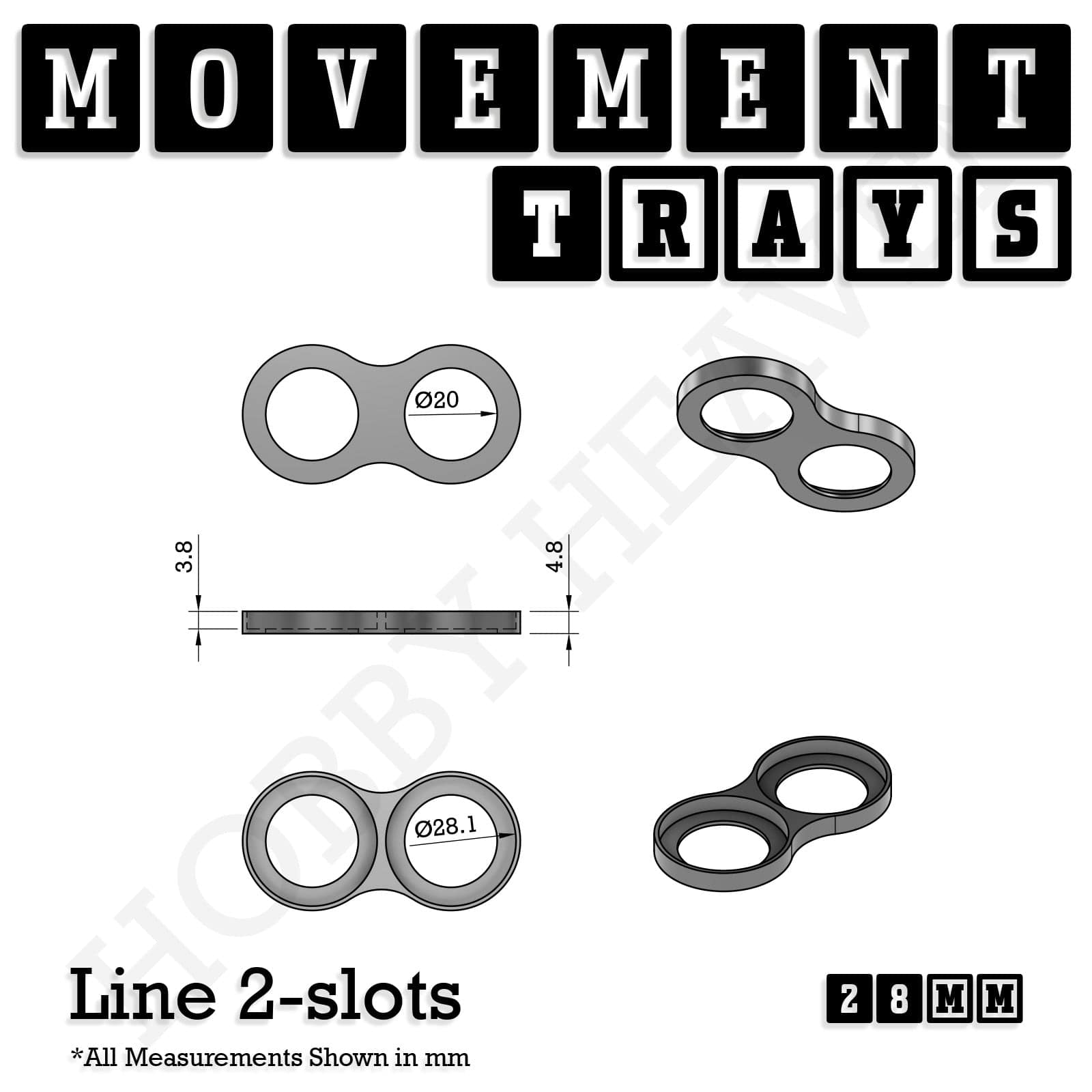 Movement Tray 28mm Movement Trays for Tabletop Games | Wargaming | Full Range