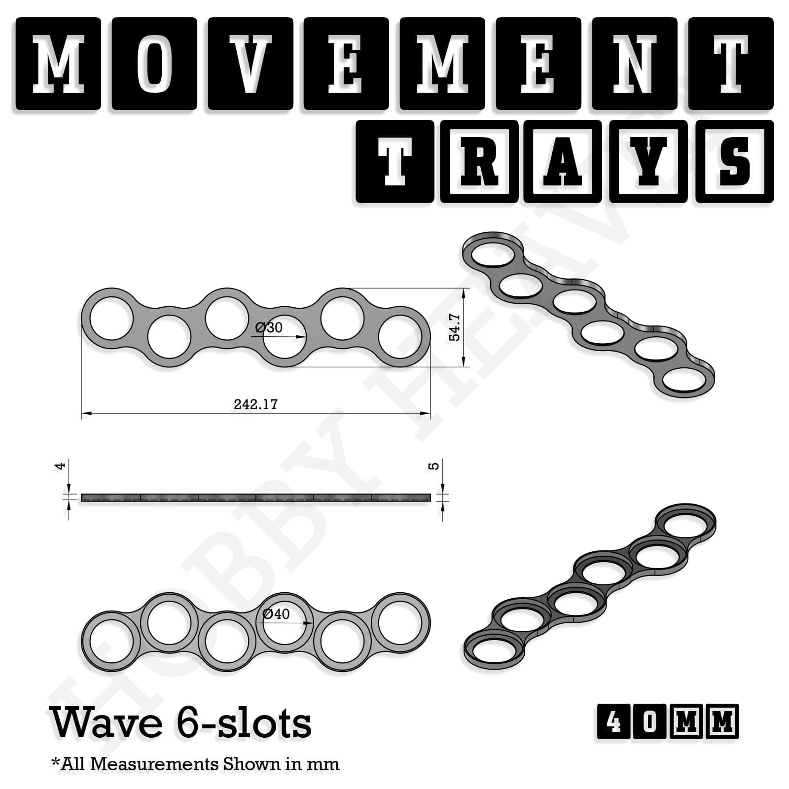 Movement Tray 40mm Movement Trays for Miniatures | Tabletop Wargames Compatible | Full Range