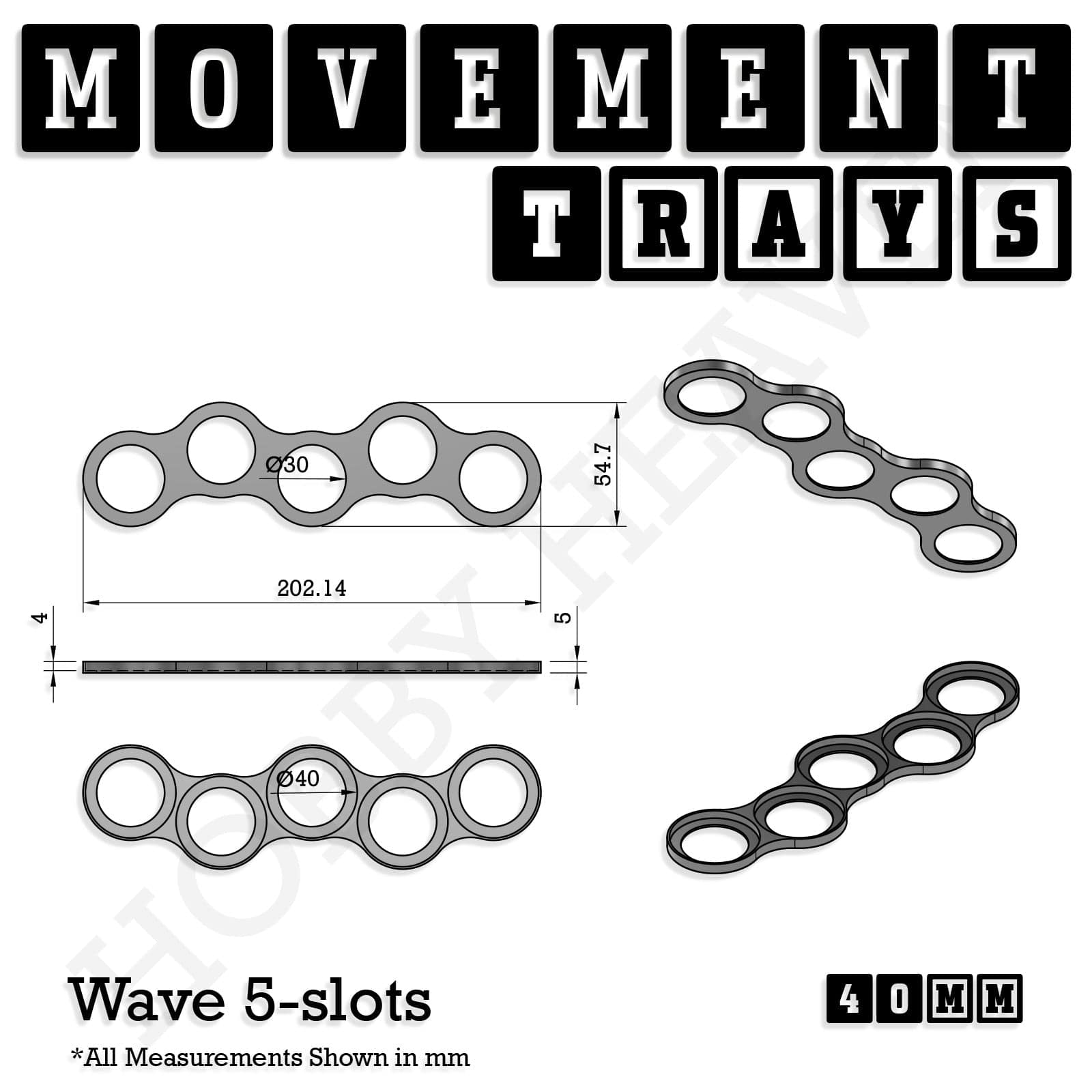 Movement Tray 40mm Movement Trays for Miniatures | Tabletop Wargames Compatible | Full Range