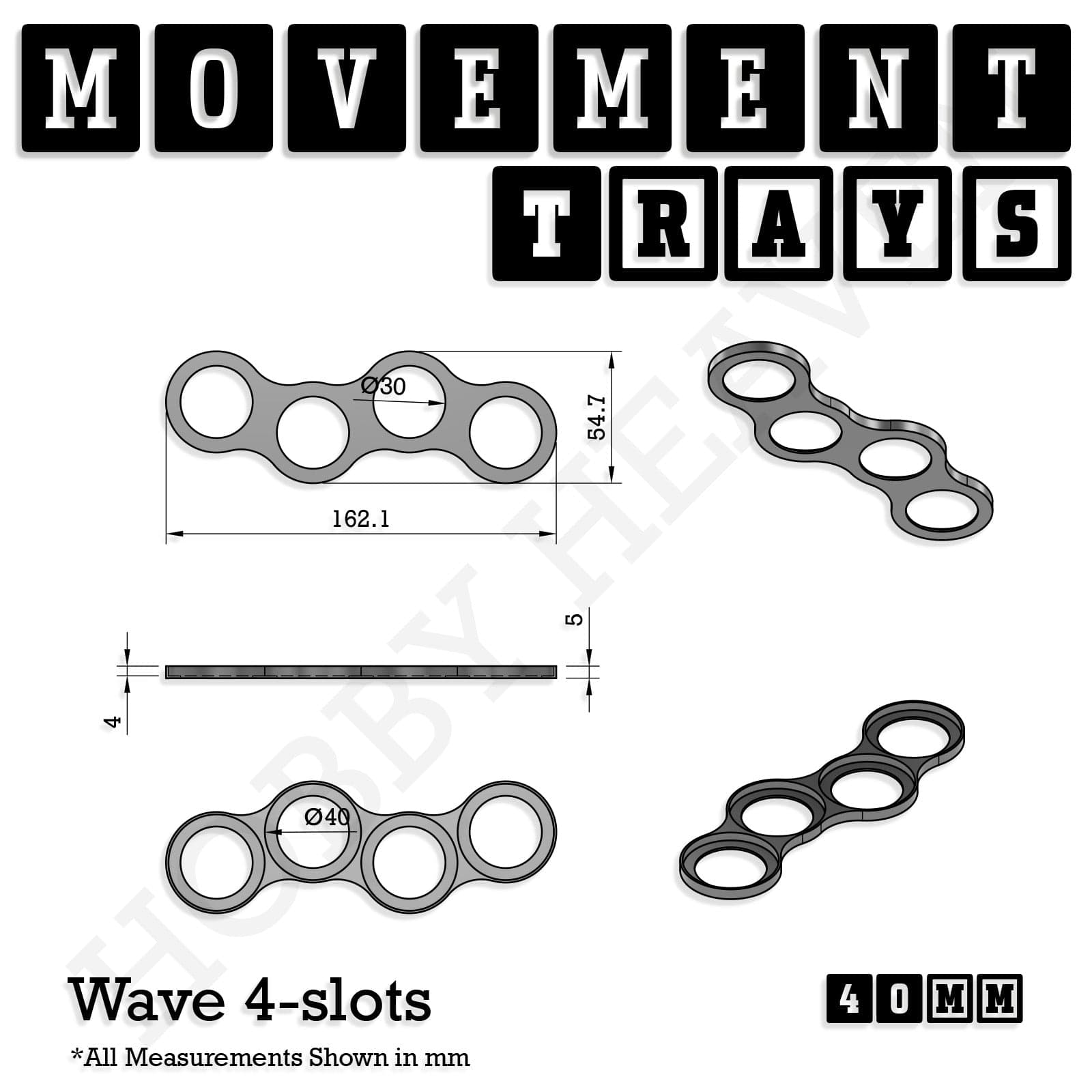 Movement Tray 40mm Movement Trays for Miniatures | Tabletop Wargames Compatible | Full Range