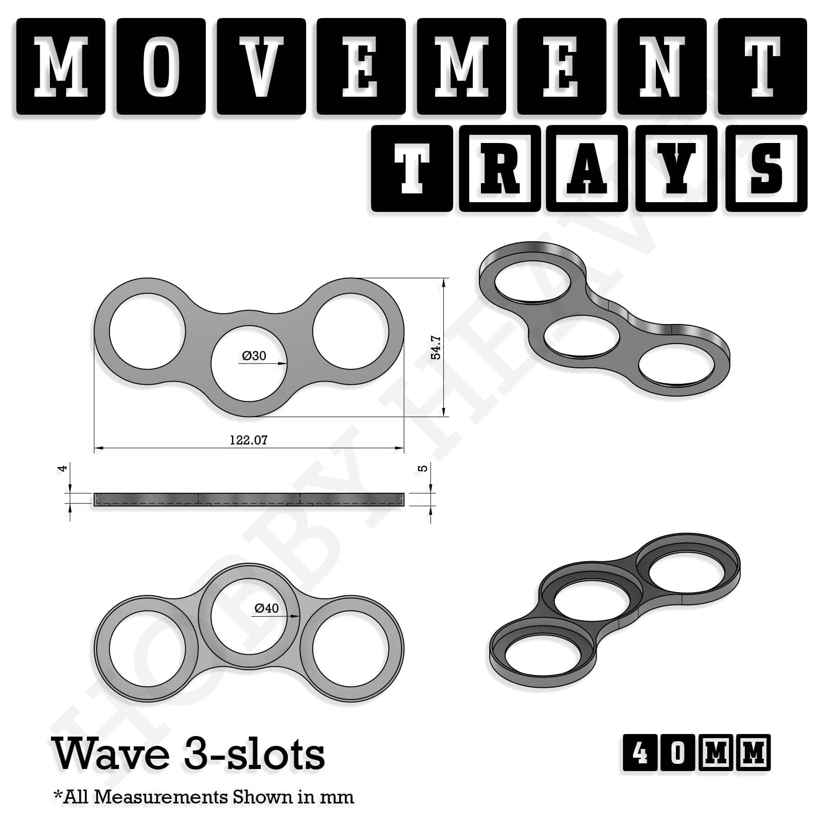 Movement Tray 40mm Movement Trays for Miniatures | Tabletop Wargames Compatible | Full Range